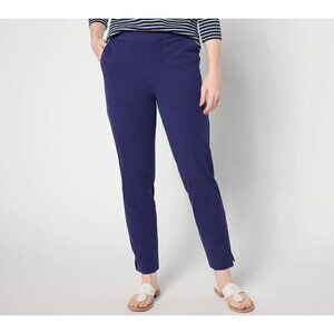 Isaac Mizrahi Live! Regular 24/7 Stretch Icon Ankle Pants Cadet Navy Reg 14
